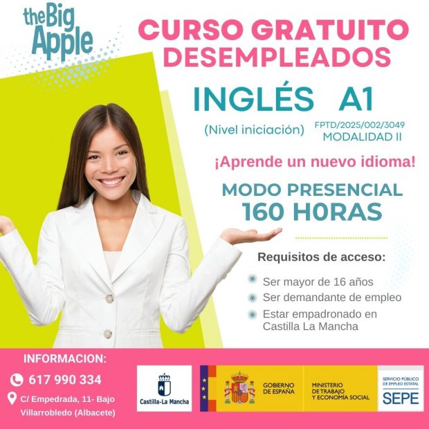 ÚLTIMAS PLAZAS!! Curso «Inglés A1» (nivel Iniciación). Villarrobledo.