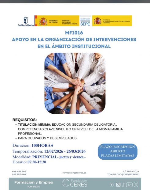 Curso «Apoyo en la organización de intervenciones en el ámbito institucional»