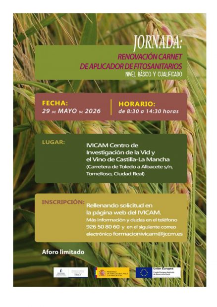 Jornada de renovación: «Carnet de Aplicador de Fitosanitarios» nivel básico y nivel cualificado