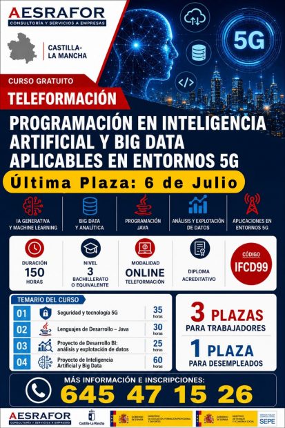 Curso «Programación en inteligencia artificial y Big Data aplicables en entornos 5G». Teleformación.