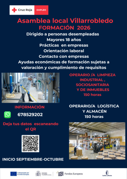 Próximos cursos en la Asamblea Local de Cruz Roja Villarrobledo